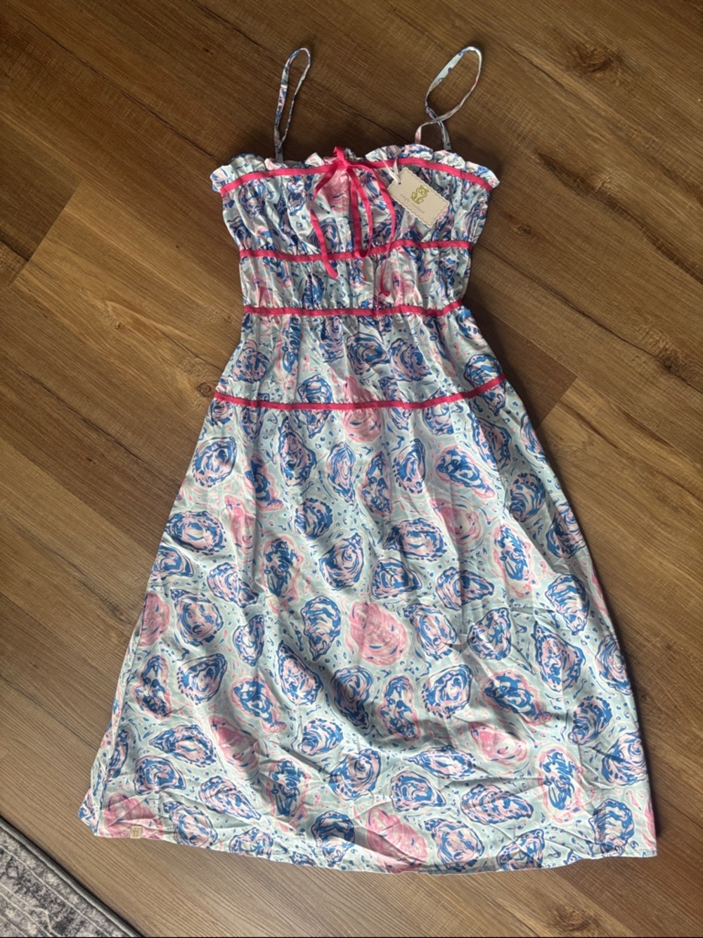 Simply Southern Pink and Blue Floral Midi Dress - Picture 5 of 9